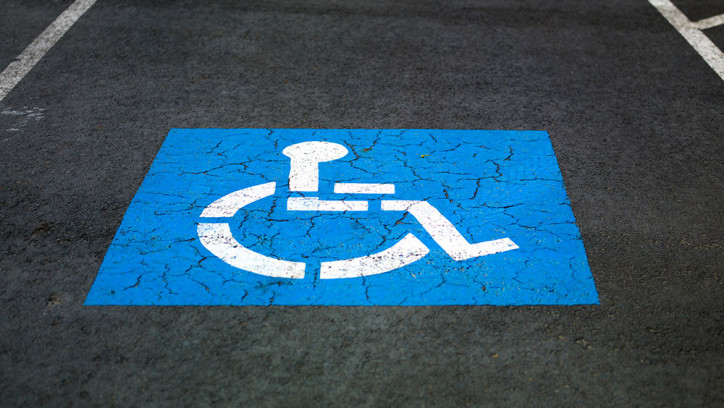 Close-up of an accessible car parking space