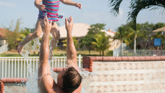 Father and daughter in a swimming pool