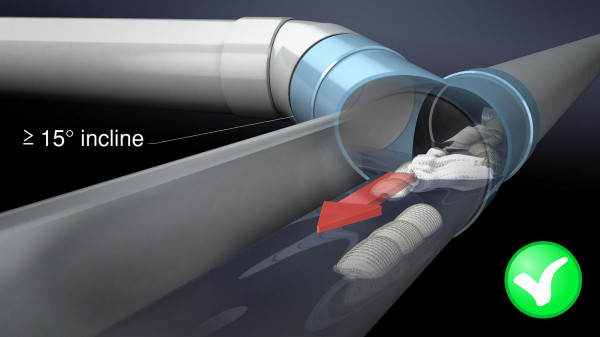 reduce drain blockages installed 15 degree incline above horizontal use example