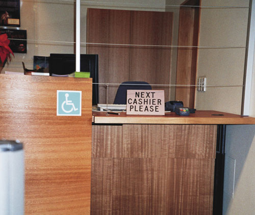 An accessible counter that is not used An accessible counter that is not used