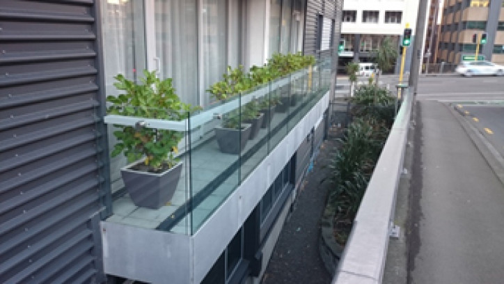 Glass barrier on a balustrade