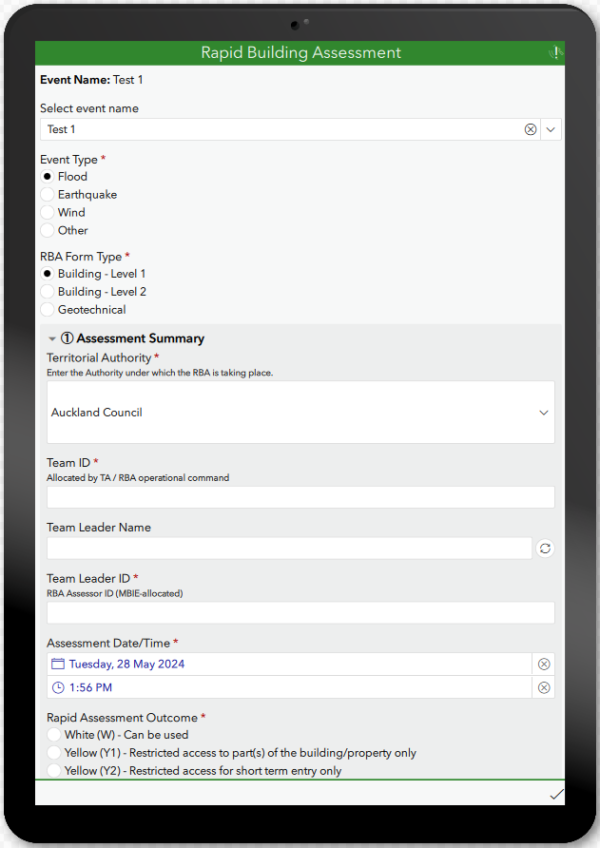 Loading the template image 2: Screenshot of survey preview in ArcGIS Survey123