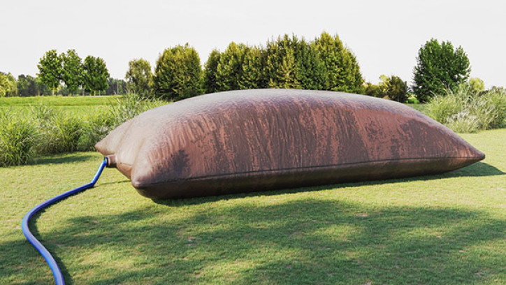 Large water storage bladder in paddock