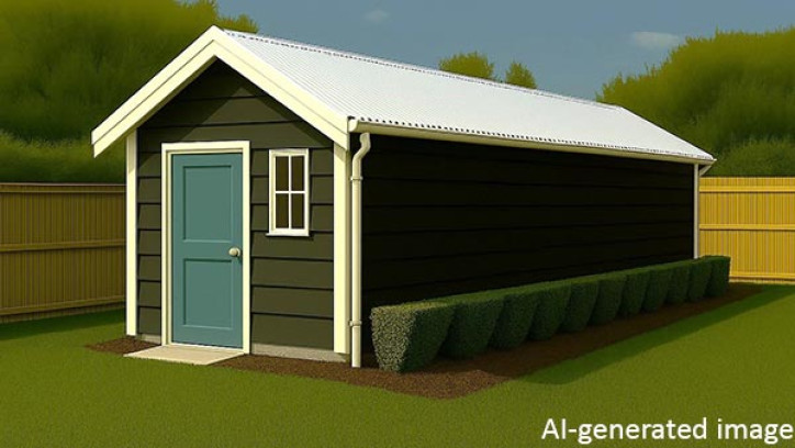 AI-generated image of a small single storey detached building