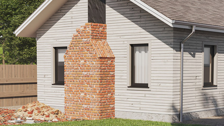 External wall with chimney removed