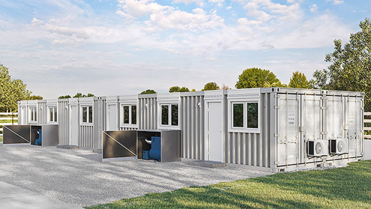 Storage building on an industrial site