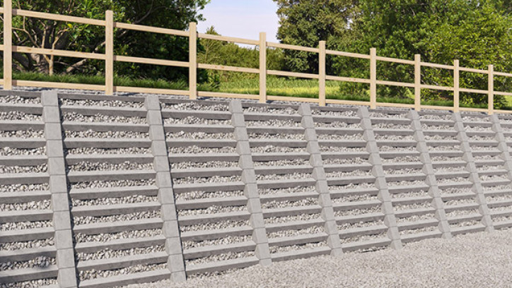 Hillside retaining wall in a rural zone