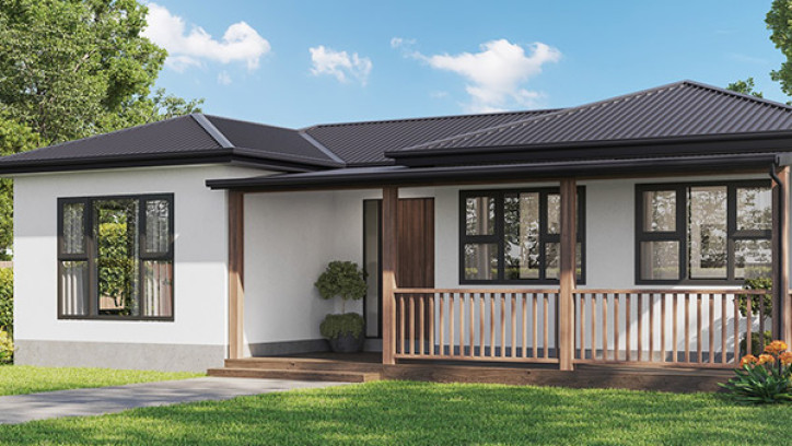 Veranda on house with wooden siding